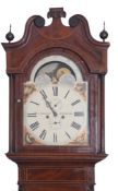 Early 19th century mahogany longcase clock with moon phase by C Thrasher of Birmingham, circular