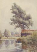 J West ABWS (fl. late 19th century), pair of watercolours, one of Caister Castle, the other a