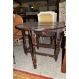 OVAL GATE LEG DROP LEAF TABLE, APPROX 110CM EXTENDED