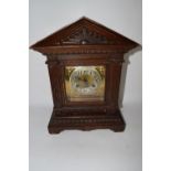 WOODEN MANTEL CLOCK WITH SILVERED DIAL