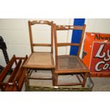 TWO VARIOUS CANE SEATED DINING CHAIRS