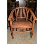 GOOD QUALITY HARDWOOD ELBOW CHAIR, WIDTH APPROX 63CM MAX