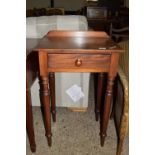 SMALL 19TH CENTURY SIDE TABLE WITH DRAWER BENEATH RAISED ON TURNED LEGS, WIDTH APPROX 51CM