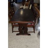 REFECTORY TYPE EXTENDING DINING TABLE PLUS FOUR MATCHING CHAIRS