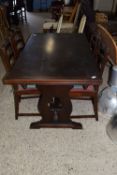 REFECTORY TYPE EXTENDING DINING TABLE PLUS FOUR MATCHING CHAIRS