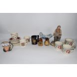 TRAY CONTAINING CERAMICS, KITCHEN WARES, SMALL ROYAL DOULTON JUG OF THE POACHER ETC