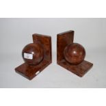 PAIR OF MID-20TH CENTURY BOOKENDS WITH BURR WALNUT TYPE FINISH