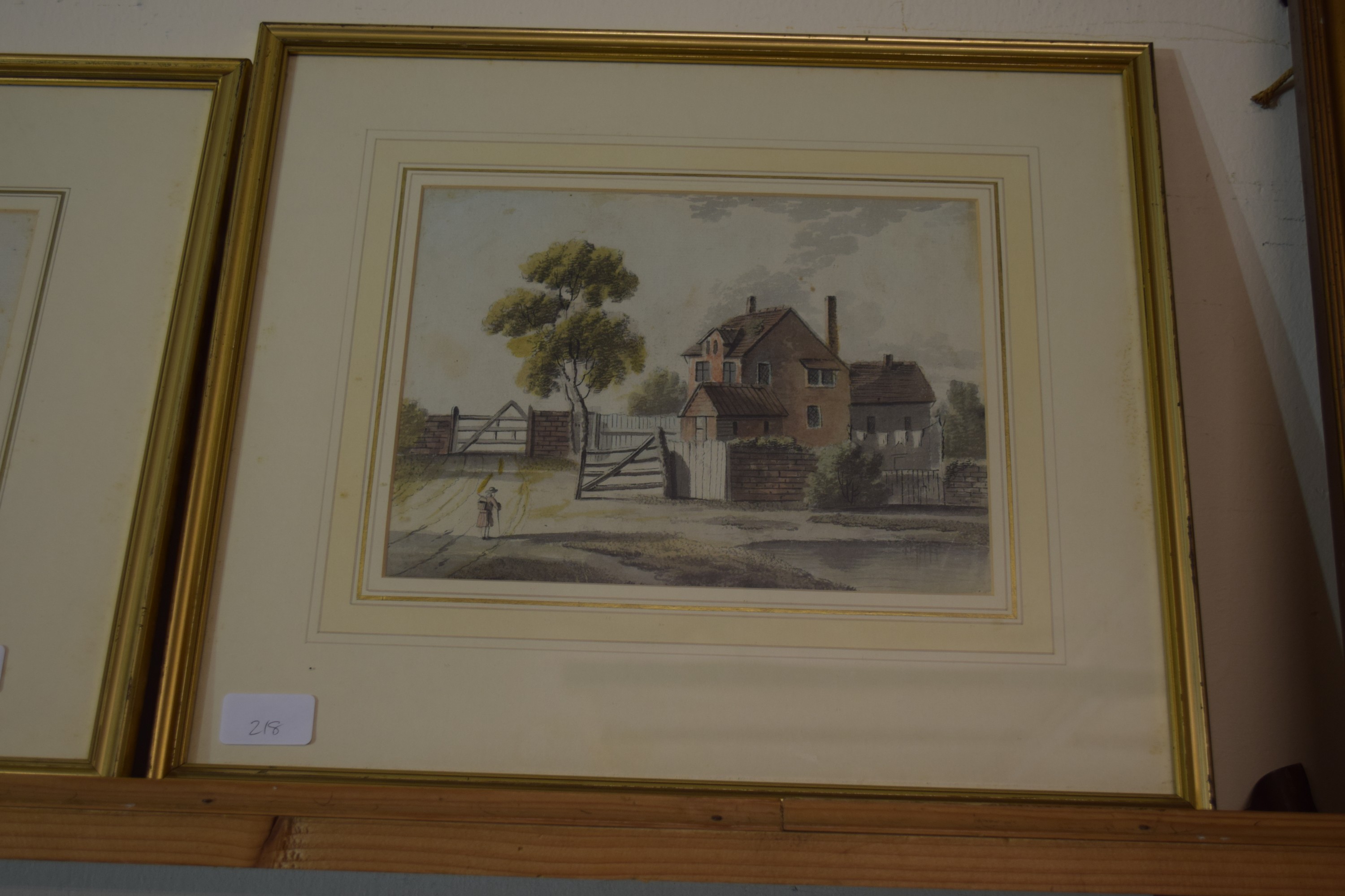 DRAWING OF TREES IN GILT FRAME, TOGETHER WITH PICTURES OF FARM HOUSES - Image 4 of 4