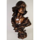 RESIN ART NOUVEAU STYLE BUST OF A LADY