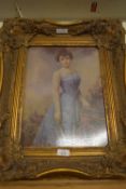 REPRODUCTION PICTURE OF A LADY IN REPRODUCTION HEAVY GILT STYLE FRAME