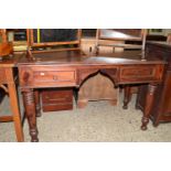 GOOD QUALITY HARDWOOD DRESSING TABLE WITH TWO DRAWERS BENEATH, LENGTH APPROX 124CM