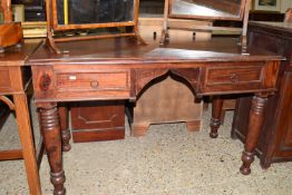 GOOD QUALITY HARDWOOD DRESSING TABLE WITH TWO DRAWERS BENEATH, LENGTH APPROX 124CM