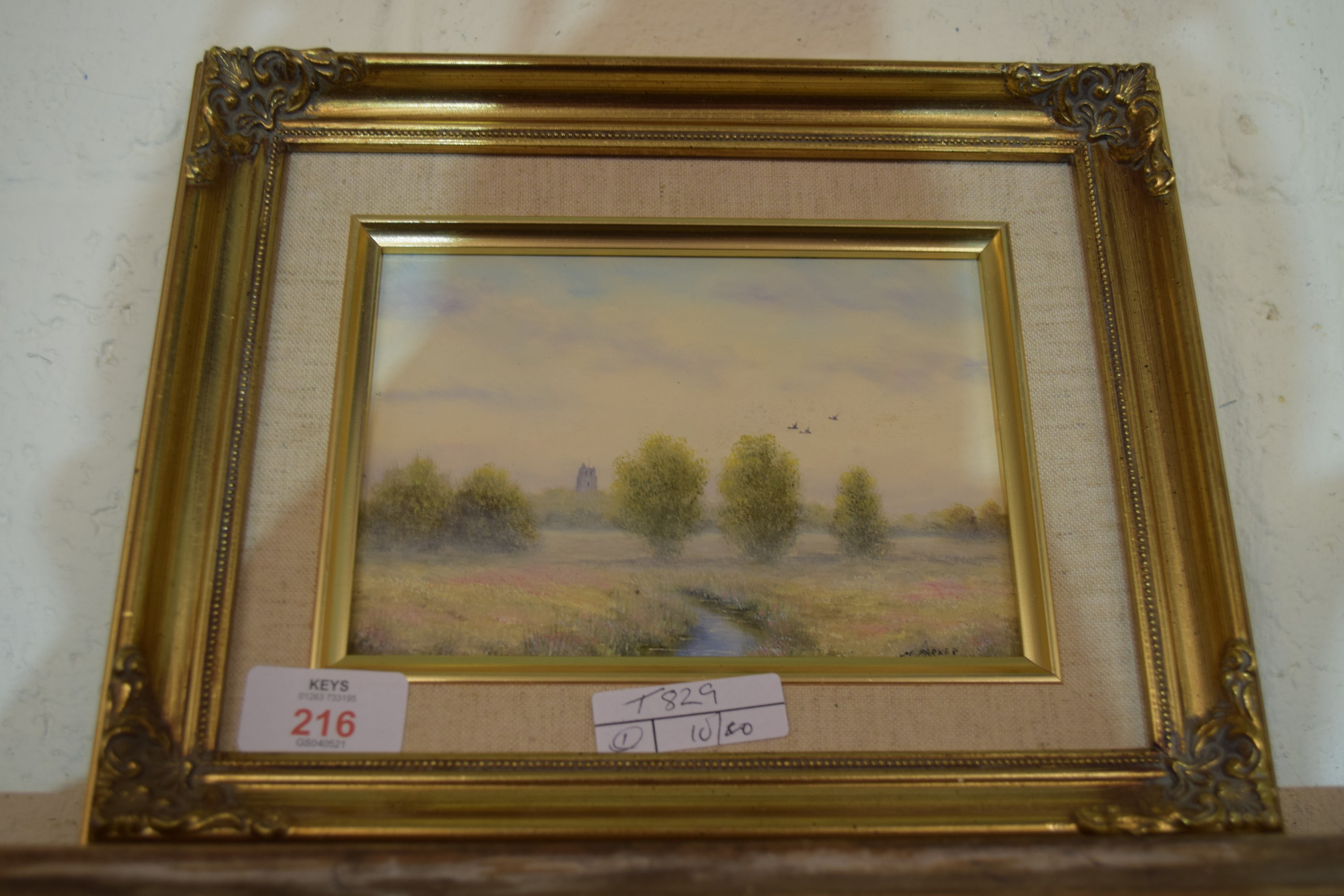 SMALL OIL ON BOARD OF BECCLES, SIGNED M PARKER