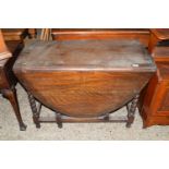 OVAL GATE LEG TABLE WITH BARLEY TWIST LEGS, SIZE APPROX 152 X 105CM EXTENDED