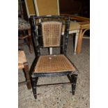 EARLY 20TH CENTURY CHILD'S BAMBOO EFFECT COLONIAL CANE SEATED CHAIR, WIDTH APPROX 36CM