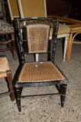 EARLY 20TH CENTURY CHILD'S BAMBOO EFFECT COLONIAL CANE SEATED CHAIR, WIDTH APPROX 36CM