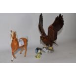 BESWICK HORSE AND BIRD MODEL, PLUS A BESWICK MODEL OF AN EAGLE