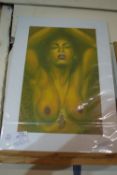 ORIGINAL ART WORK OF A SEMI-NUDE YOUNG LADY SIGNED BY RON PARSONS