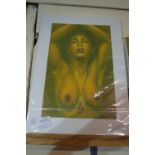 ORIGINAL ART WORK OF A SEMI-NUDE YOUNG LADY SIGNED BY RON PARSONS