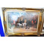 LARGE GILT FRAMED OLEOGRAPH OF A MUNNINGS PAINTING, FRAME SIZE APPROX 95 X 71CM