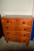 VICTORIAN CHEST OF TWO SHORT OVER THREE LONG DRAWERS RAISED ON TURNED FEET, APPROX 90 X 45CM