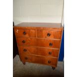 VICTORIAN CHEST OF TWO SHORT OVER THREE LONG DRAWERS RAISED ON TURNED FEET, APPROX 90 X 45CM