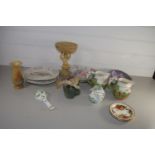 TRAY CONTAINING CERAMIC ITEMS, COLLECTORS PLATES, BESWICK MODEL OF A FISH ETC
