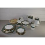 TUSCAN CHINA TEA SET COMPRISING TEA POT, HOT WATER JUG, MILK JUG, SUGAR BOWL, SIX CUPS AND