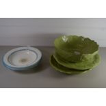 CERAMIC ITEMS, SERVING BOWLS AND GREEN GLAZED SERVING DISHES