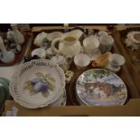 BOX OF CERAMIC ITEMS, JUGS, COLLECTORS PLATES FROM THE ROYAL ALBERT DREAM COTTAGES SERIES ETC