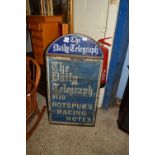 VINTAGE TIN MOUNTED DAILY TELEGRAPH PROMOTIONAL SIGN BOARD, APPROX 53 X 101CM