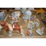 BOX CONTAINING CERAMIC MODELS, MAINLY OF DOGS AND SMALL CHILDREN