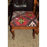 SMALL UPHOLSTERED REPRODUCTION STOOL, APPROX 44CM