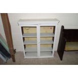 PAINTED WOOD GLAZED STORAGE OR DISPLAY CABINET, WIDTH APPROX 94CM MAX