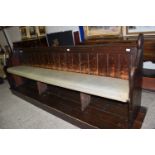 VINTAGE PAINTED PINE PEW, LENGTH APPROX 268CM