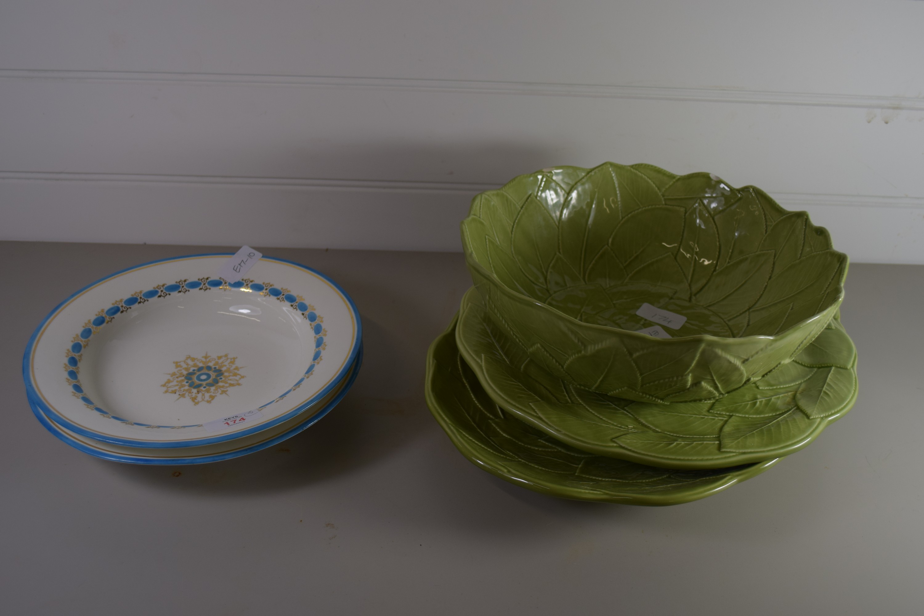 CERAMIC ITEMS, SERVING BOWLS AND GREEN GLAZED SERVING DISHES - Image 2 of 2