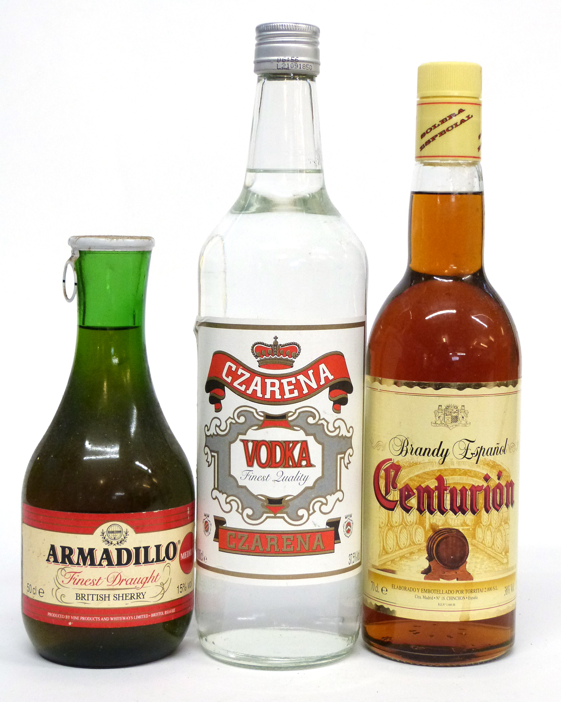 Mixed Lot: one bottle Czarena Vodka^ 37.5%^ one bottle Centurion Spanish brandy^ 70cl^ 38% vol and
