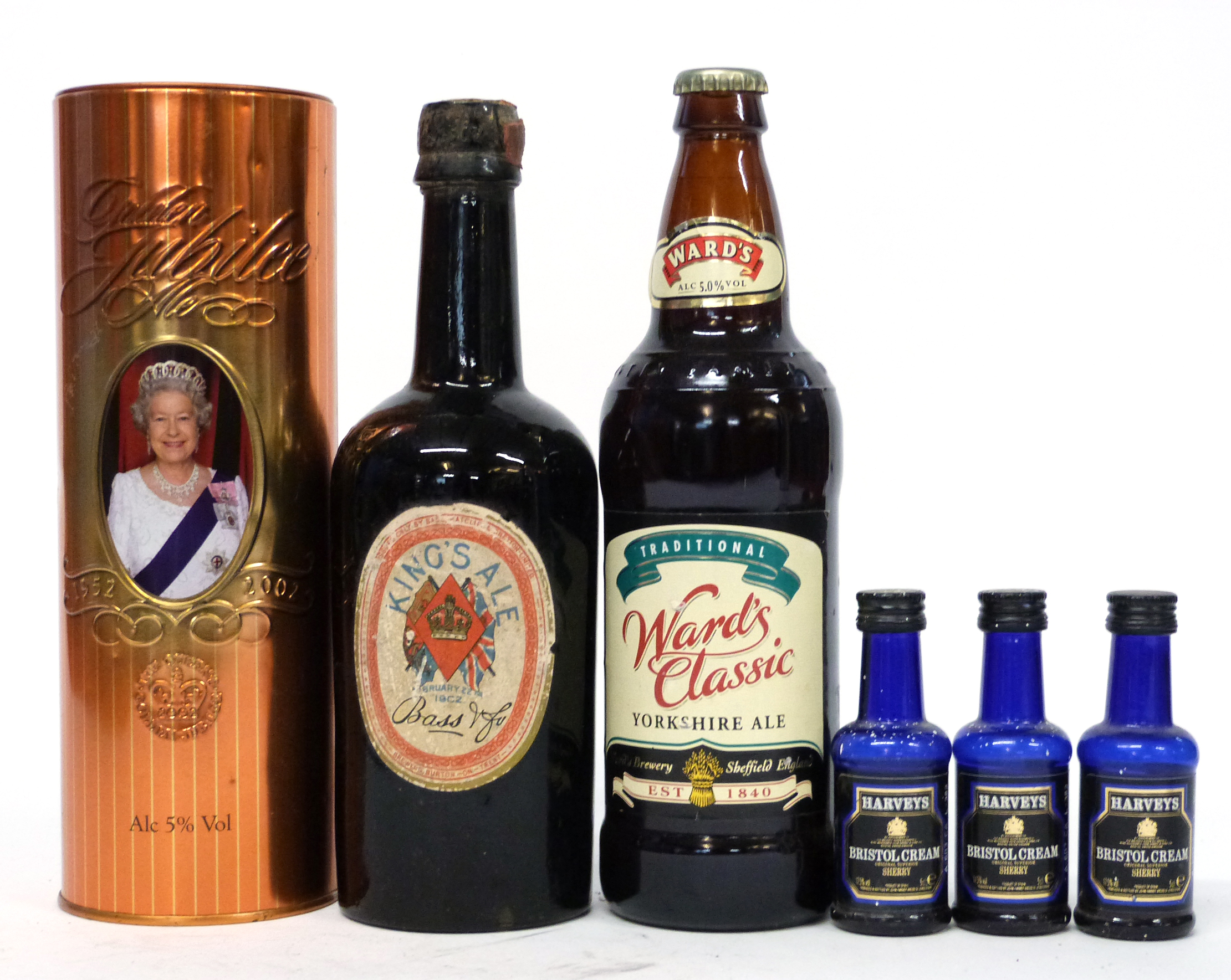 Mixed Lot: 1902 Bass |Kings Ale| commemorative^ t/w presentation cased Cains Jubilee Ale (Golden