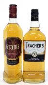 One bottle Teachers Highland Cream blended Scotch Whisky^ 70cl^ 40% together with one bottle of