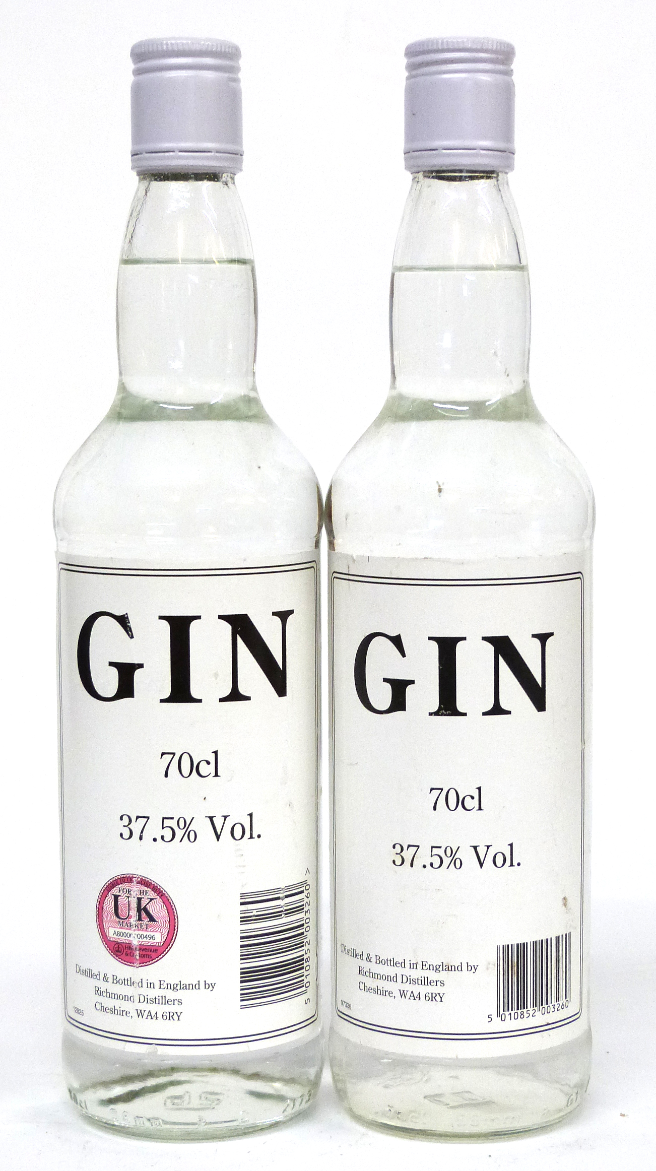 Two bottles Richmond Gin^ 70cl^ 37.5%