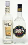 One bottle Isolabella Sambuca^ 700ml^ 40% vol^ together with one bottle of Sainsbury~s White Rum^