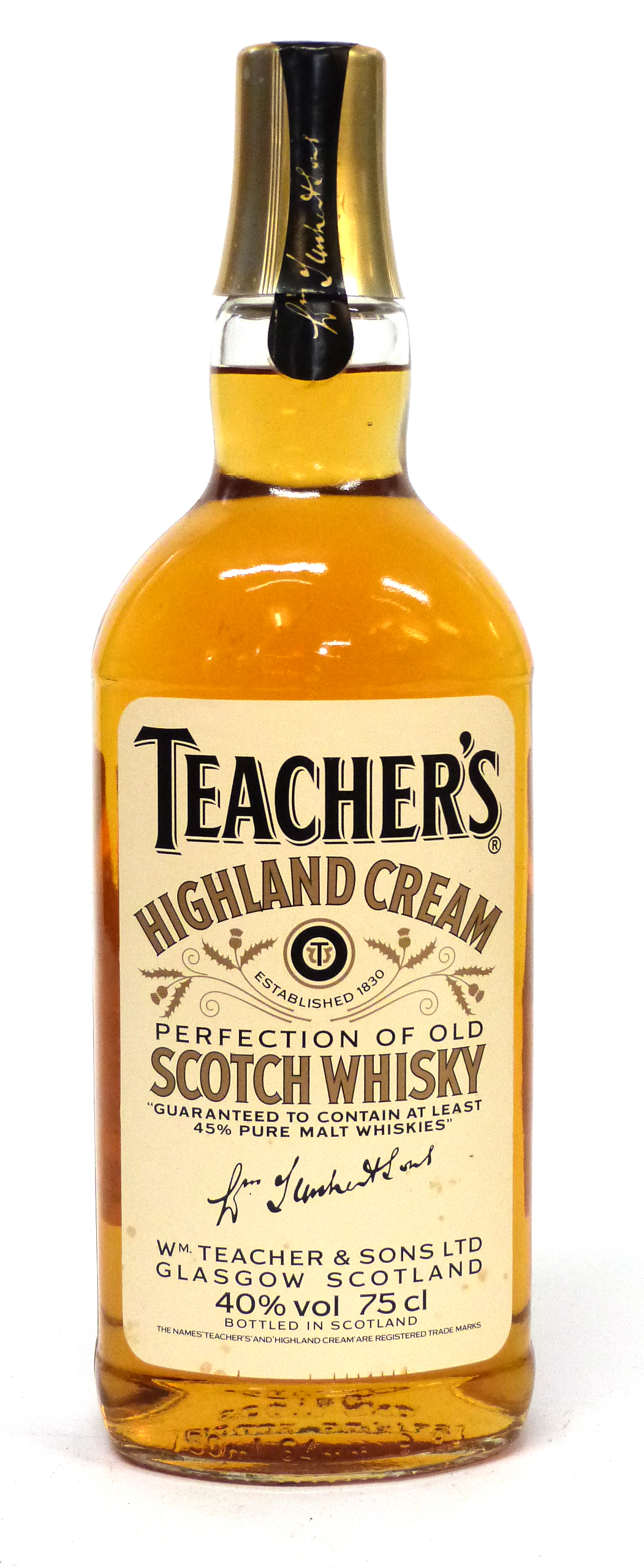 One bottle Teachers Highland Cream Scotch Whisky^ 40% vol^ 75cl