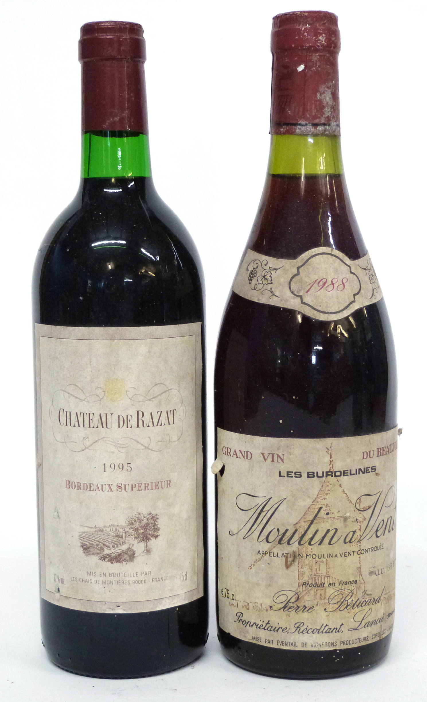 1 bt 1995 Ch de Razat Bordeaux Superieur t/w 1 bt 1988 Beaujolais Moulin a Vent (2)