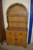 REPRODUCTION ARCHED DRESSER WITH CARVED DECORATION THROUGHOUT, WITH APPROX 92CM