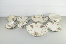ROYAL DOULTON PART TEA SET IN THE LEEDS SPRAYS DESIGN COMPRISING TWO SANDWICH DISHES, TWO CUPS,
