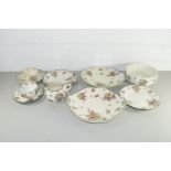 ROYAL DOULTON PART TEA SET IN THE LEEDS SPRAYS DESIGN COMPRISING TWO SANDWICH DISHES, TWO CUPS,