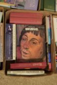 BOX CONTAINING REFERENCE BOOKS - FLEMISH PAINTERS, 2 VOLS, BRUEGEL AND OTHER ART INTEREST
