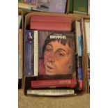 BOX CONTAINING REFERENCE BOOKS - FLEMISH PAINTERS, 2 VOLS, BRUEGEL AND OTHER ART INTEREST