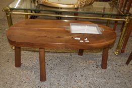 HAND MADE WALNUT RUSTIC STYLE COFFEE TABLE, CIRCA 1970S, APPROX 84 X 39CM MAX