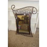 MODERN METAL FRAMED MIRROR, APPROX 92 X 66CM MAX